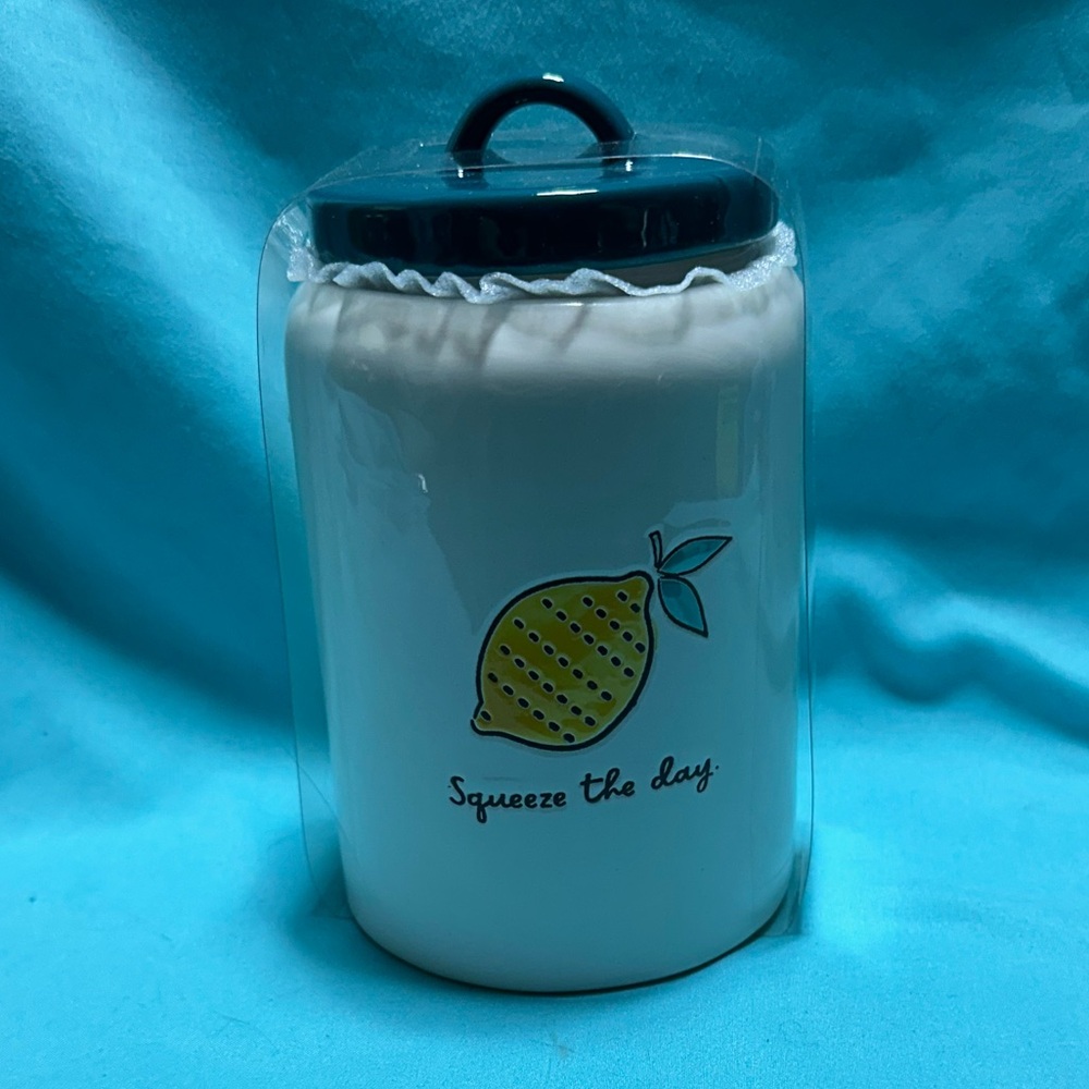 White Ceramic Jar with Lemon Design
